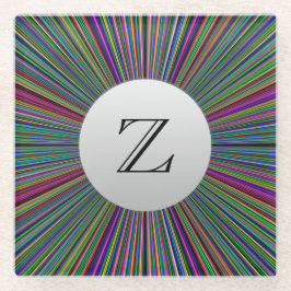 Glazen Onderzetter met ColorBurst Monogram Silvert