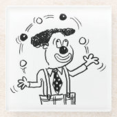 Glazen Onderzetter met een Clown Juggler Juggling (Voorkant)