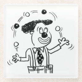 Glazen Onderzetter met een Clown Juggler Juggling