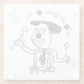 Glazen Onderzetter met een Clown Juggler Juggling (Achterkant)