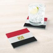 Glazen onderzetter met Egyptische vlag (Schuin)