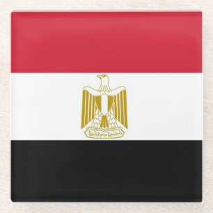 Glazen onderzetter met Egyptische vlag