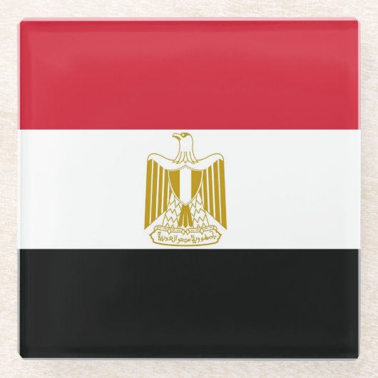 Glazen onderzetter met Egyptische vlag (Voorkant)