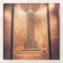 Glazen Onderzetter met Empire State Building Plaqu