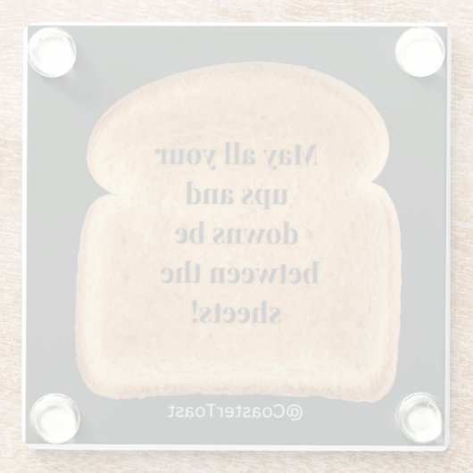 Glazen Onderzetter met Funny Witty Toast (Achterkant)