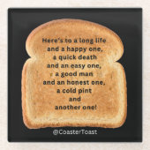 Glazen Onderzetter met Funny Witty Toast (Voorkant)
