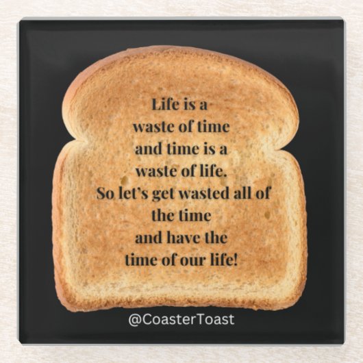 Glazen Onderzetter met Funny Witty Toast (Voorkant)