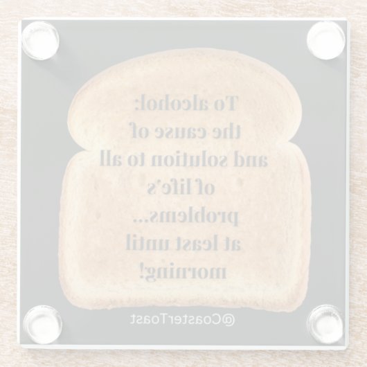 Glazen Onderzetter met Funny Witty Toast (Achterkant)