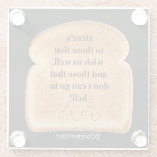 Glazen Onderzetter met Funny Witty Toast (Achterkant)