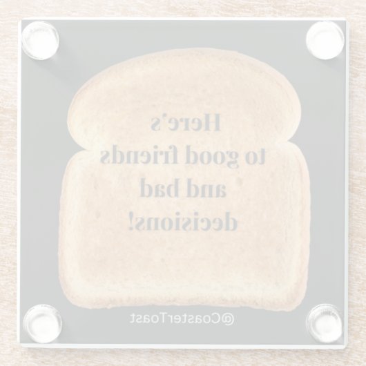 Glazen Onderzetter met Funny Witty Toast (Achterkant)