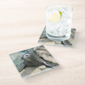 Glazen Onderzetter met gepolijst zegel (Schuin)