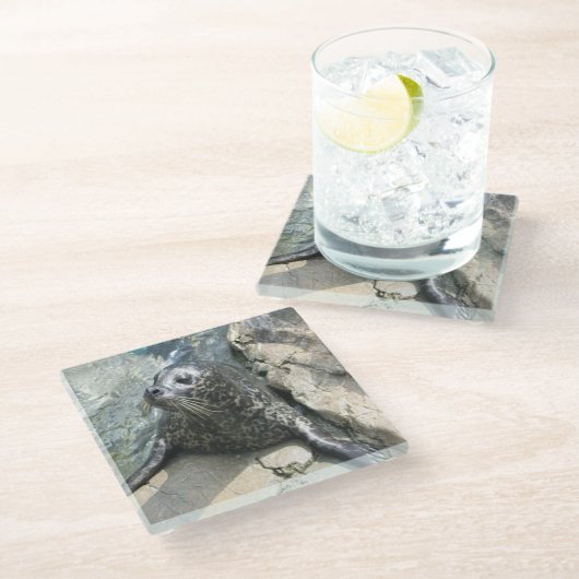 Glazen Onderzetter met gepolijst zegel (Schuin)