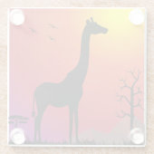 Glazen onderzetter met giraf in zonnethema. (Achterkant)