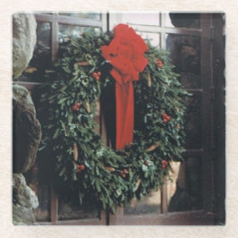 Glazen Onderzetter met kerstkrans