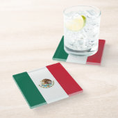 Glazen onderzetter met Mexicaanse vlag (Schuin)