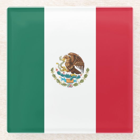 Glazen onderzetter met Mexicaanse vlag (Voorkant)