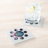 Glazen Onderzetter met Moon Phase Chart & Tree of  (Schuin)