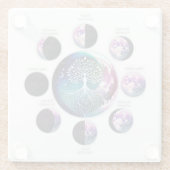 Glazen Onderzetter met Moon Phase Chart & Tree of  (Achterkant)
