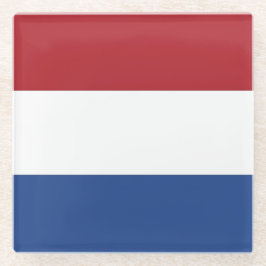 Glazen onderzetter met Nederlandse vlag