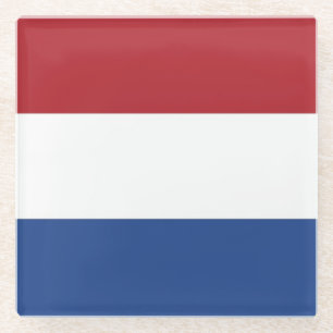 Glazen onderzetter met Nederlandse vlag