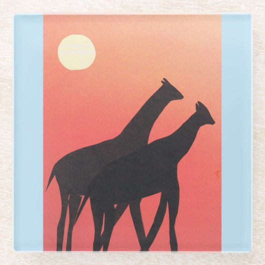 Glazen Onderzetter met ontwerp van Giraffe (Voorkant)