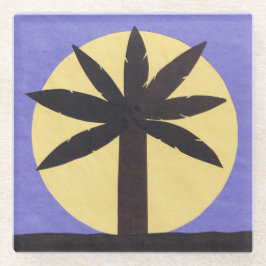 Glazen Onderzetter met palmstructuur en volledig b