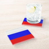 Glazen onderzetter met Russische vlag (Schuin)