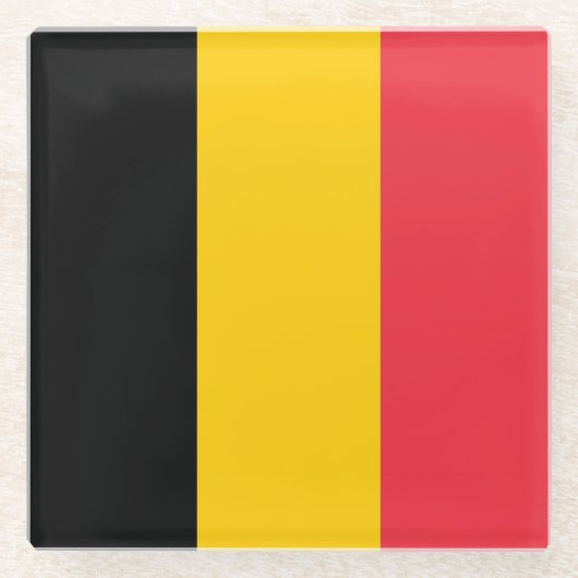 Glazen onderzetter met vlag van België (Voorkant)