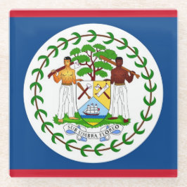 Glazen onderzetter met vlag van Belize
