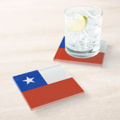 Glazen onderzetter met vlag van Chili (Schuin)