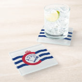 Glazen onderzetter met vlag van Cincinnati City, V (Schuin)