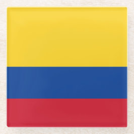 Glazen onderzetter met vlag van Colombia