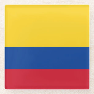 Glazen onderzetter met vlag van Colombia
