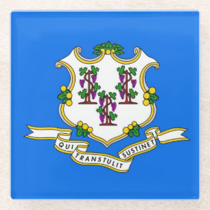 Glazen onderzetter met vlag van Connecticut, VS