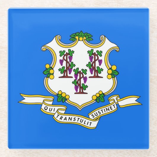 Glazen onderzetter met vlag van Connecticut, VS (Voorkant)