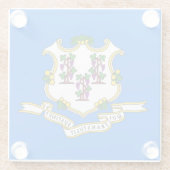 Glazen onderzetter met vlag van Connecticut, VS (Achterkant)