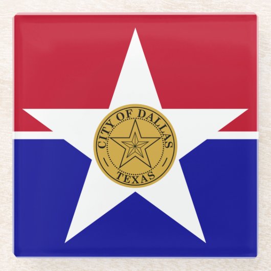 Glazen onderzetter met vlag van Dallas, Verenigde  (Voorkant)