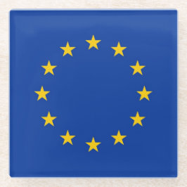 Glazen onderzetter met vlag van de Europese Unie
