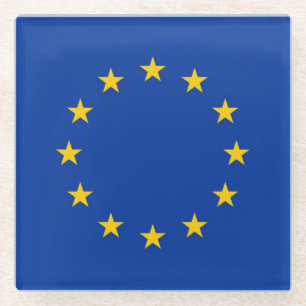 Glazen onderzetter met vlag van de Europese Unie