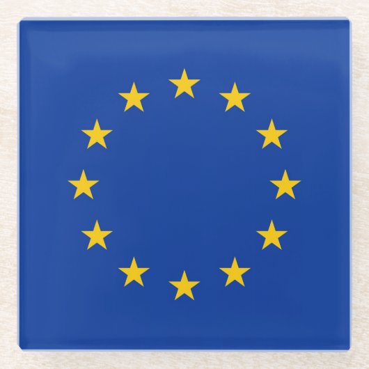 Glazen onderzetter met vlag van de Europese Unie (Voorkant)