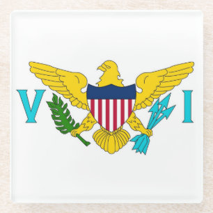 Glazen onderzetter met vlag van de Maagdeneilanden