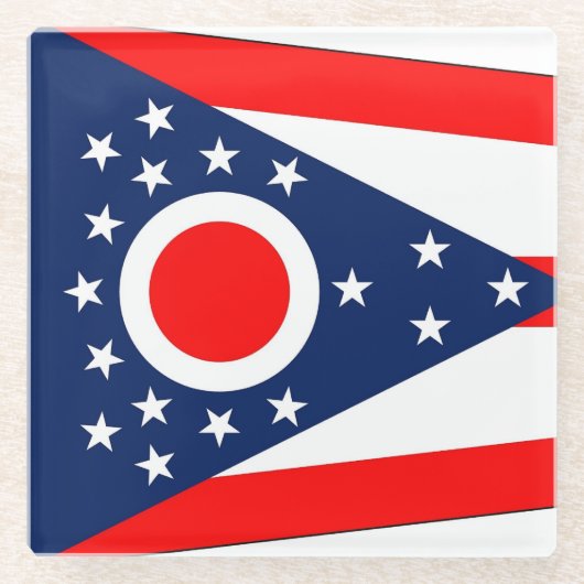 Glazen onderzetter met vlag van de staat Ohio, Ver (Voorkant)
