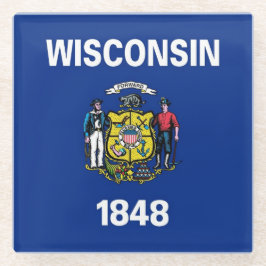 Glazen onderzetter met vlag van de staat Wisconsin