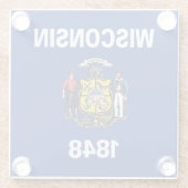 Glazen onderzetter met vlag van de staat Wisconsin (Achterkant)