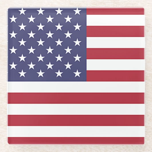 Glazen onderzetter met vlag van de VS (Voorkant)