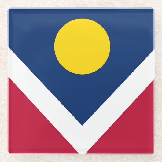 Glazen onderzetter met vlag van Denver, Colorado,  (Voorkant)
