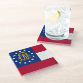 Glazen onderzetter met vlag van Georgië, VS (Schuin)