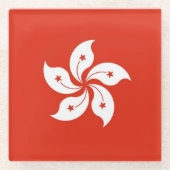 Glazen onderzetter met vlag van Hongkong (Voorkant)