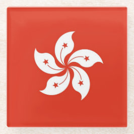 Glazen onderzetter met vlag van Hongkong