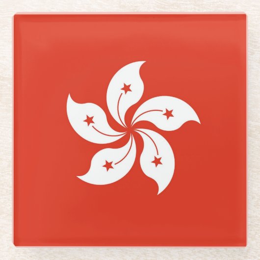Glazen onderzetter met vlag van Hongkong (Voorkant)